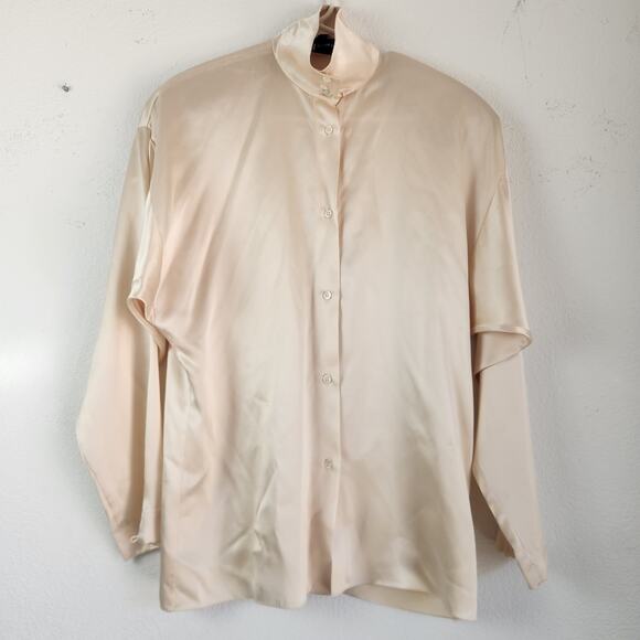 Ralph Lauren Tops - Vintage Ralph Lauren Silk Blouse in Cream Size 6 Long Sleeve Button Down